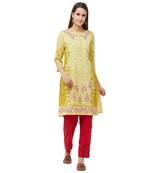 Blue printed polyester kurtas-and-kurtis