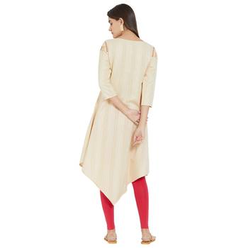 Beige printed cotton kurtas-and-kurtis 5