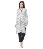 Off white printed cotton kurtas-and-kurtis