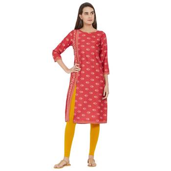 Red printed viscose kurtas-and-kurtis 1