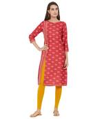 Red printed viscose kurtas-and-kurtis
