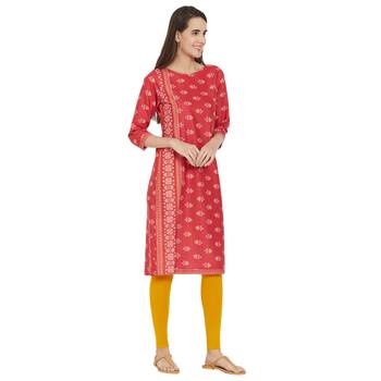Red printed viscose kurtas-and-kurtis 2