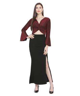 Maroon Color Lycra Fabric Gown 1