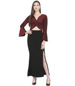 Maroon Color Lycra Fabric Gown