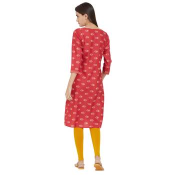 Red printed viscose kurtas-and-kurtis 3