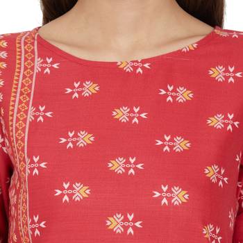Red printed viscose kurtas-and-kurtis 4