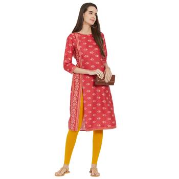 Red printed viscose kurtas-and-kurtis 5