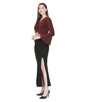 Maroon Color Lycra Fabric Gown 3