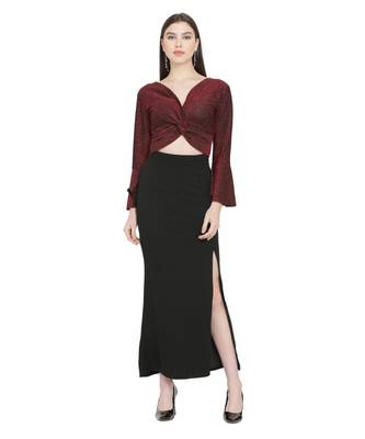Maroon Color Lycra Fabric Gown 4