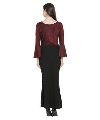 Maroon Color Lycra Fabric Gown 5