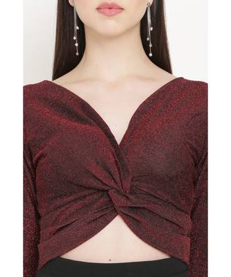 Maroon Color Lycra Fabric Gown 6