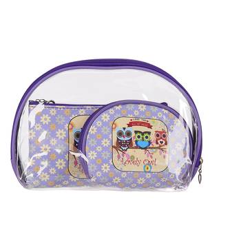 Shree Shyam Product Purple Cosmetic Bag Makeup Travel Organizer Portable Toiletry Pouch 3 Pcs Set 1