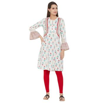 Off white printed viscose kurtas-and-kurtis 1