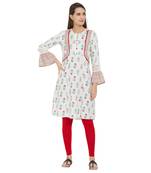 Off white printed viscose kurtas-and-kurtis