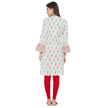 Off white printed viscose kurtas-and-kurtis 3