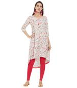 Green printed viscose kurtas-and-kurtis