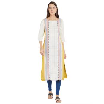 Yellow printed viscose kurtas-and-kurtis 1
