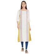 Yellow printed viscose kurtas-and-kurtis