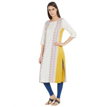Yellow printed viscose kurtas-and-kurtis 3