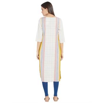 Yellow printed viscose kurtas-and-kurtis 4