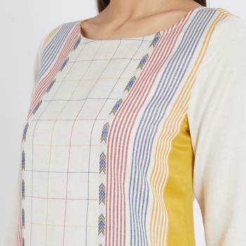 Yellow printed viscose kurtas-and-kurtis 5