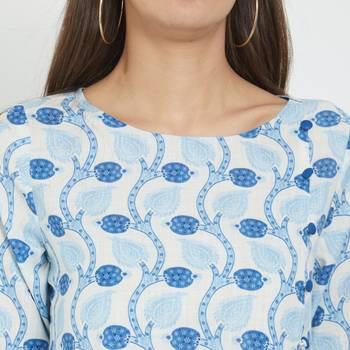 Off white printed viscose kurtas-and-kurtis 4