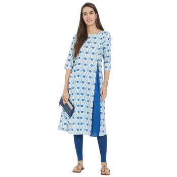 Off white printed viscose kurtas-and-kurtis 5