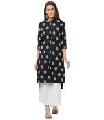Black printed cotton kurtas-and-kurtis