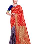 Multicolor woven banarasi silk saree with blouse