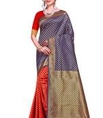 Multicolor woven banarasi silk saree with blouse