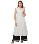 Grey printed cotton kurtas-and-kurtis