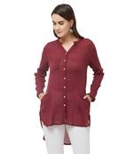 Maroon printed cotton kurtas-and-kurtis