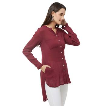 Maroon printed cotton kurtas-and-kurtis 2