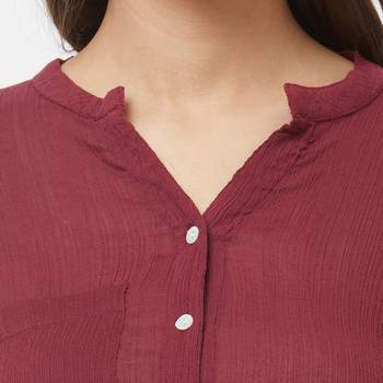 Maroon printed cotton kurtas-and-kurtis 5