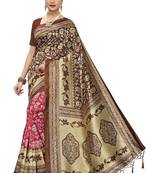 Pink Printed Art Silk Saree With Blouse