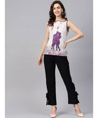 Women Black Ethnic Motifs Straight Cotton & Rayon Top With Pant 1