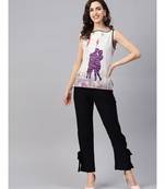 Women Black Ethnic Motifs Straight Cotton & Rayon Top With Pant