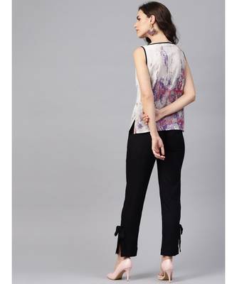 Women Black Ethnic Motifs Straight Cotton & Rayon Top With Pant 3