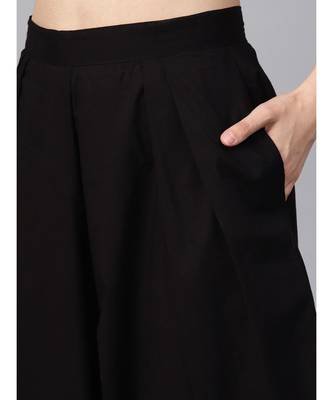 Women Black Ethnic Motifs Straight Cotton Top With Pant 4
