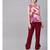 Women Maroon Ethnic Motifs Straight Cotton & Rayon Top With Pant