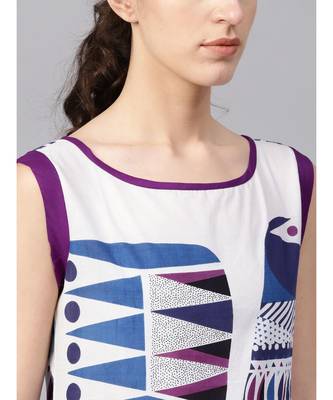 Women Purple Ethnic Motifs Straight Cotton & Rayon Top With Pant 5