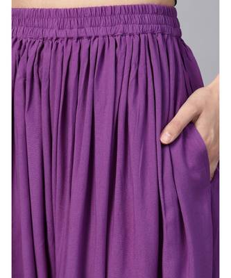Women Purple Ethnic Motifs Straight Cotton & Rayon Top With Pant 4