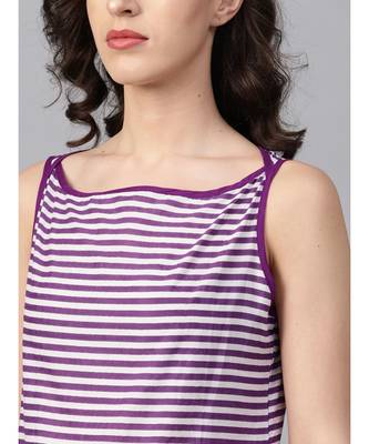 Women Purple Ethnic Motifs Straight Cotton & Rayon Top With Pant 5