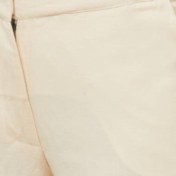 Off White Solid Linen Pants 4