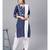 Women Navy Blue & White Ethnic Motifs Straight Cotton Kurta With Patiala Dupatta