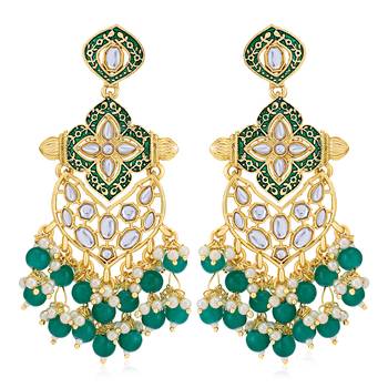 Green pearl earrings 3