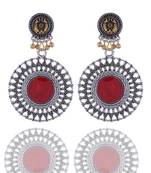 Black Stone Studded Silver Earring Drop For Women