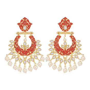 Orange pearl earrings 1