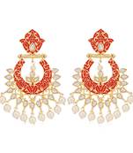 Orange pearl earrings