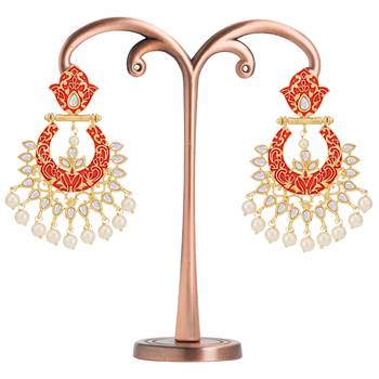 Orange pearl earrings 2
